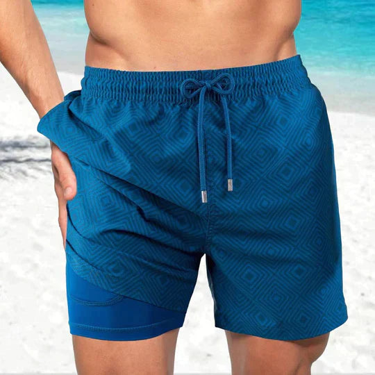 Herren Badeshorts – Schnell trocknend – Mid-Thigh Passform – Innen-Kompression