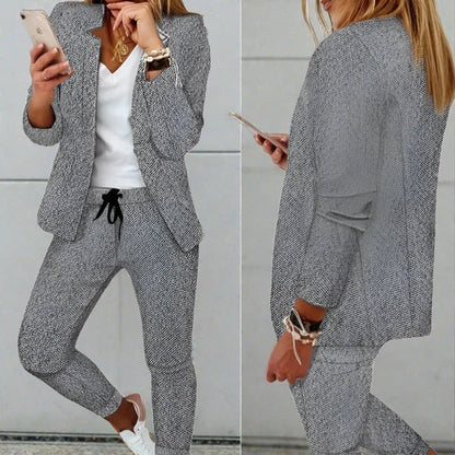 Damen Anzug Set – Taillierte Passform – Atmungsaktives Gewebe – Karo Design