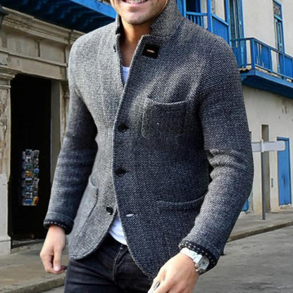 Herren Strickweste – Slim Fit – Weiches Strickmaterial – Stehkragen – Knopfverschluss