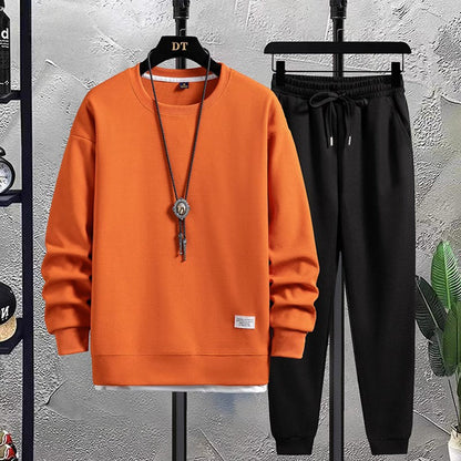 Herren Jogginganzug – Lockerer Schnitt – Baumwollmix – Rippbündchen – Kordelzug
