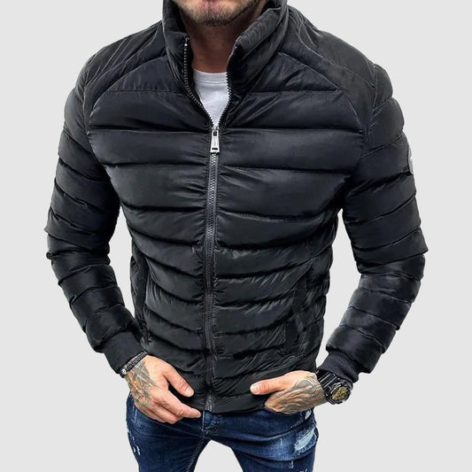 Herren Pufferjacke – Fitted Schnitt – Stehkragen – Zipper – Gestepptes Design