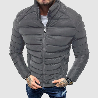Herren Pufferjacke – Fitted Schnitt – Stehkragen – Zipper – Gestepptes Design