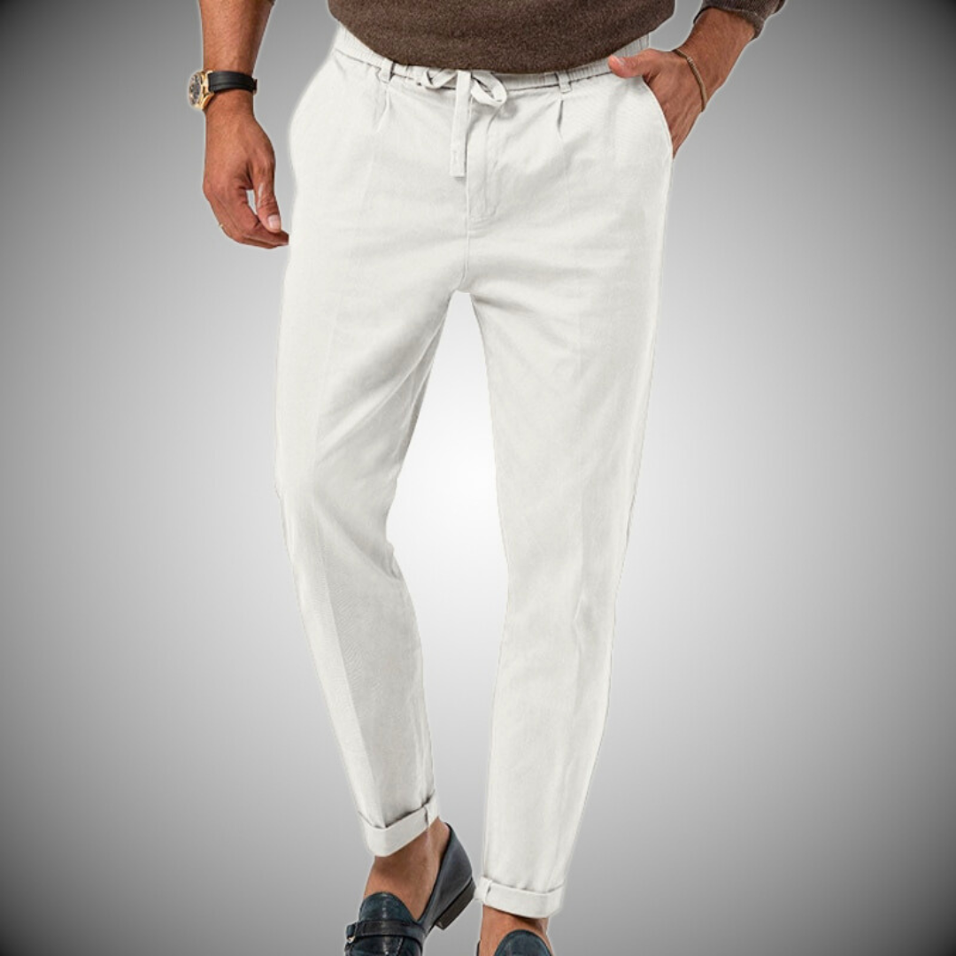 Herren Anzughose – Slim Fit – Atmungsaktives Gewebe – Hoher Bund mit Schnürung