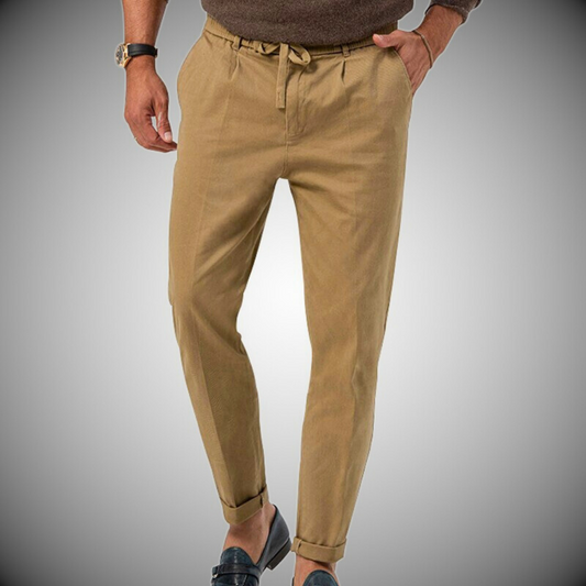 Herren Anzughose – Slim Fit – Atmungsaktives Gewebe – Hoher Bund mit Schnürung
