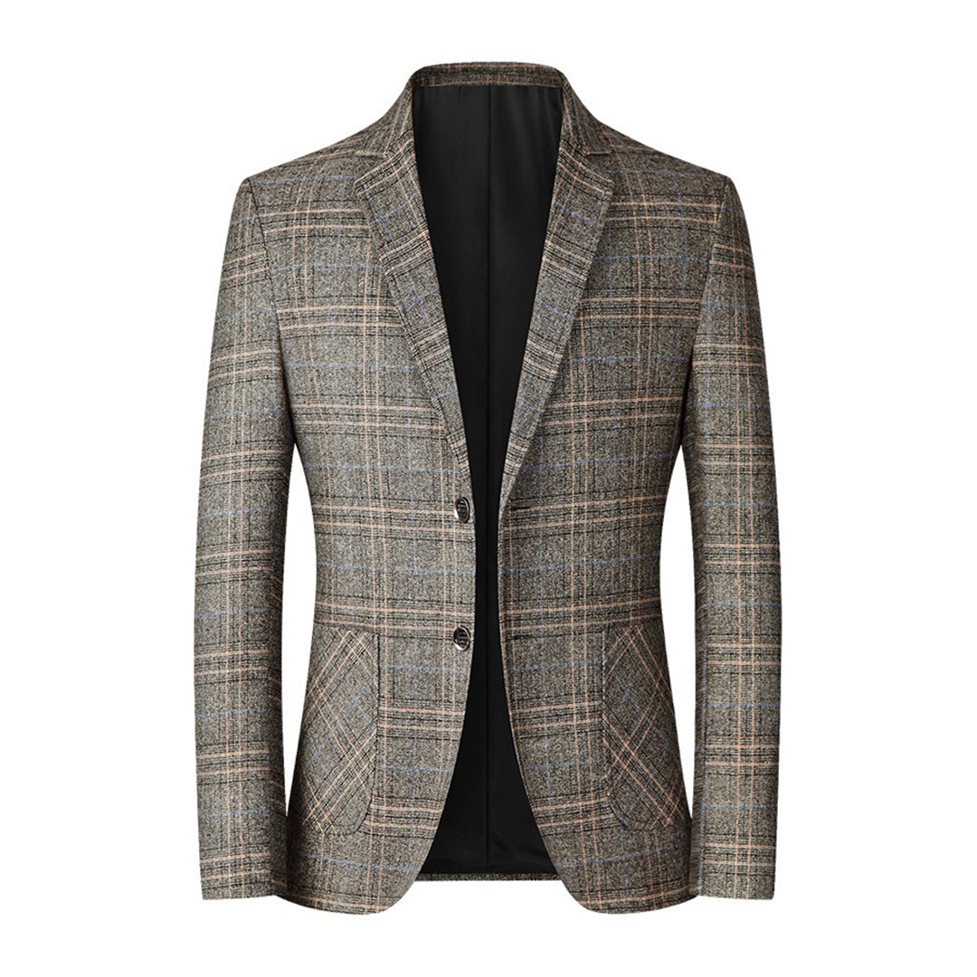 Herren Blazer – Tailored Fit – Atmungsaktives Gewebe – Zwei-Knopf – Karo Muster