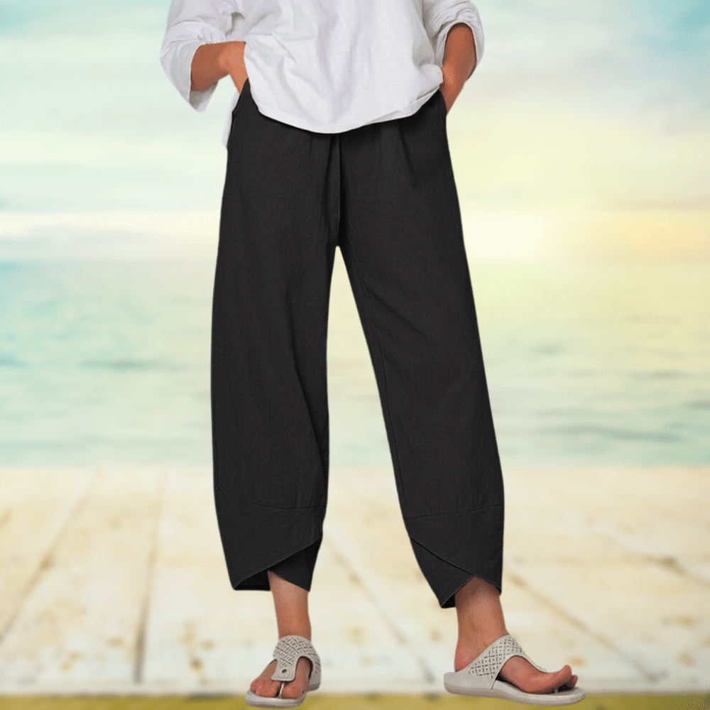 Damen Weithose – Lockerer Schnitt – Atmungsaktives Gewebe – Knöchellang Elegant