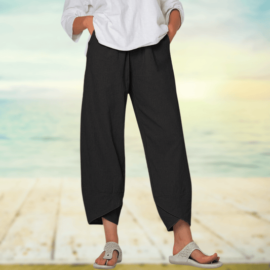 Damen Weithose – Lockerer Schnitt – Atmungsaktives Gewebe – Knöchellang Elegant