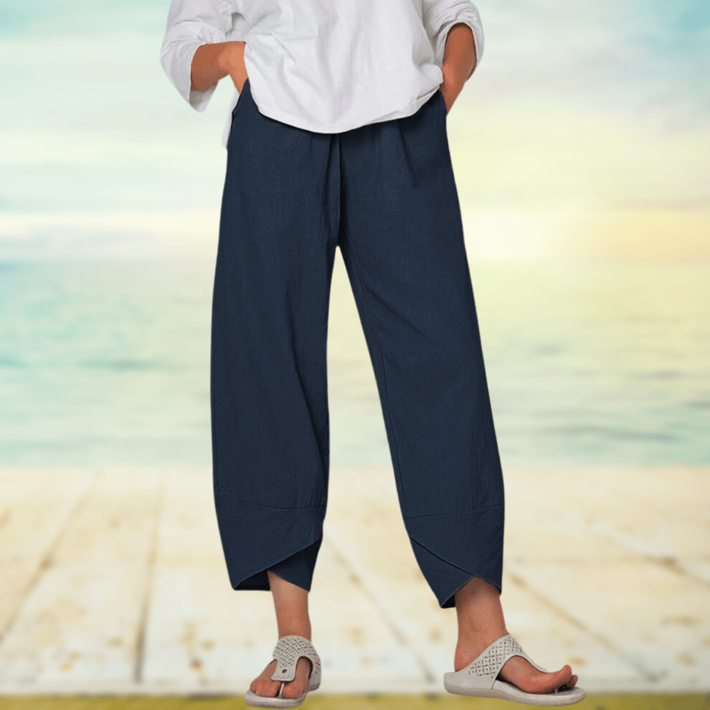 Damen Weithose – Lockerer Schnitt – Atmungsaktives Gewebe – Knöchellang Elegant