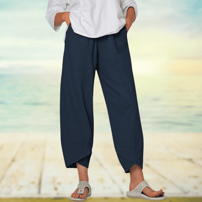 Damen Weithose – Lockerer Schnitt – Atmungsaktives Gewebe – Knöchellang Elegant