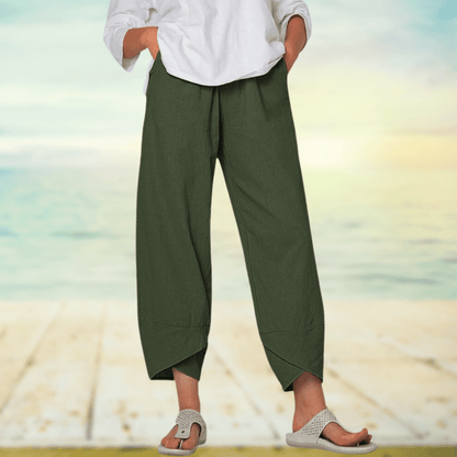 Damen Weithose – Lockerer Schnitt – Atmungsaktives Gewebe – Knöchellang Elegant