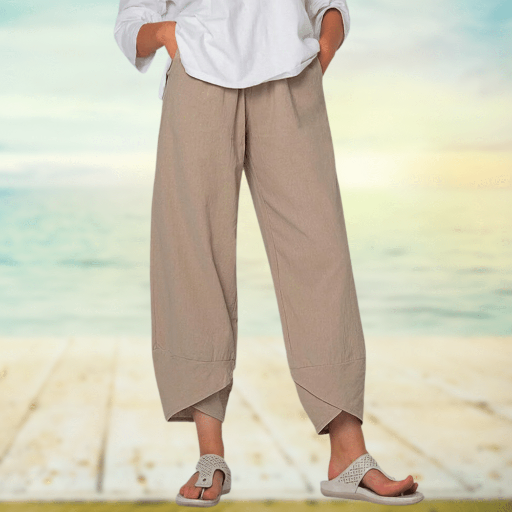 Damen Weithose – Lockerer Schnitt – Atmungsaktives Gewebe – Knöchellang Elegant