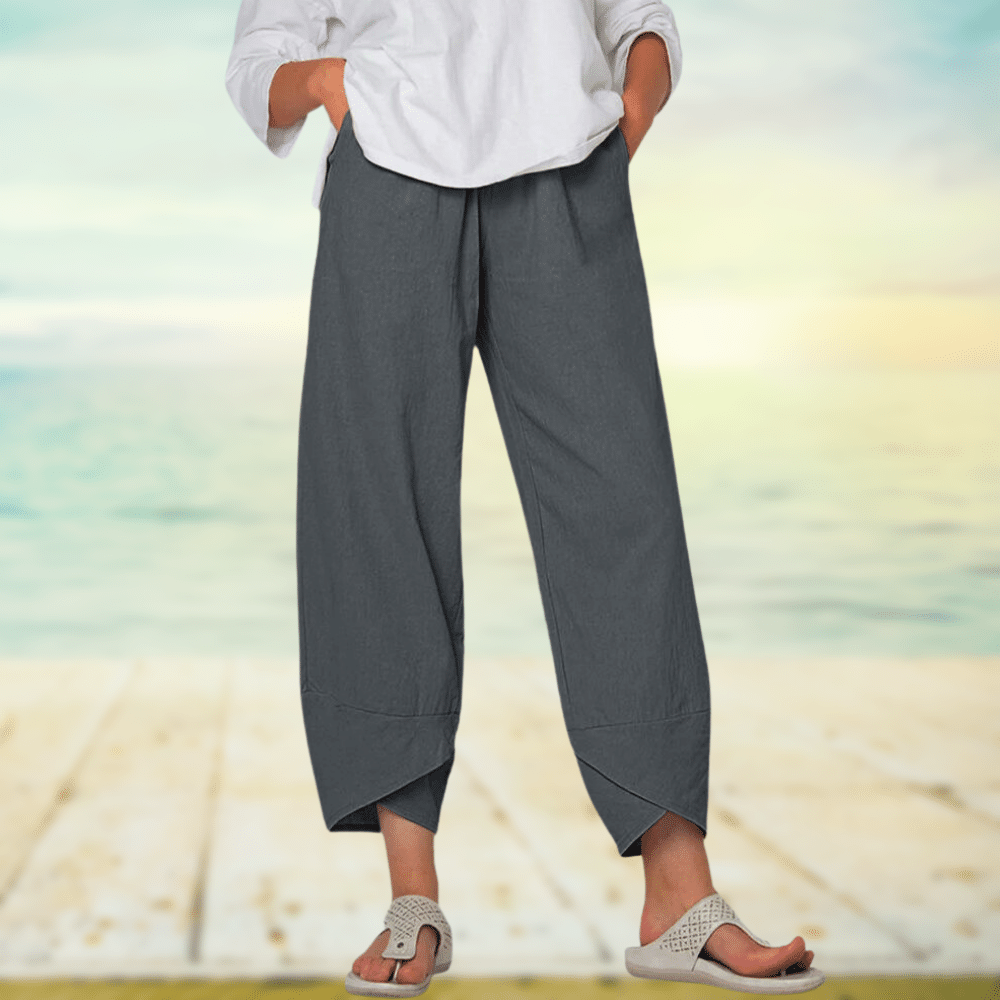 Damen Weithose – Lockerer Schnitt – Atmungsaktives Gewebe – Knöchellang Elegant
