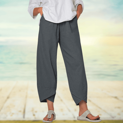 Damen Weithose – Lockerer Schnitt – Atmungsaktives Gewebe – Knöchellang Elegant