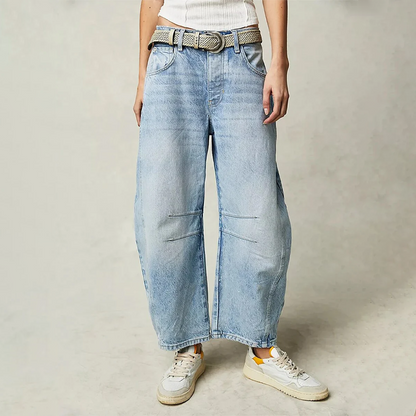 Damen Jeans – Weites Bein – Mid Rise – Baumwollmischung – Lässiger Schnitt