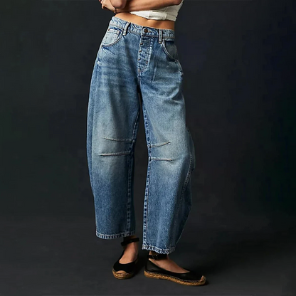 Damen Jeans – Weites Bein – Mid Rise – Baumwollmischung – Lässiger Schnitt