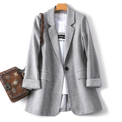 Damen Blazer – Lockerer Schnitt – Atmungsaktives Gewebe – Ein-Knopf Design