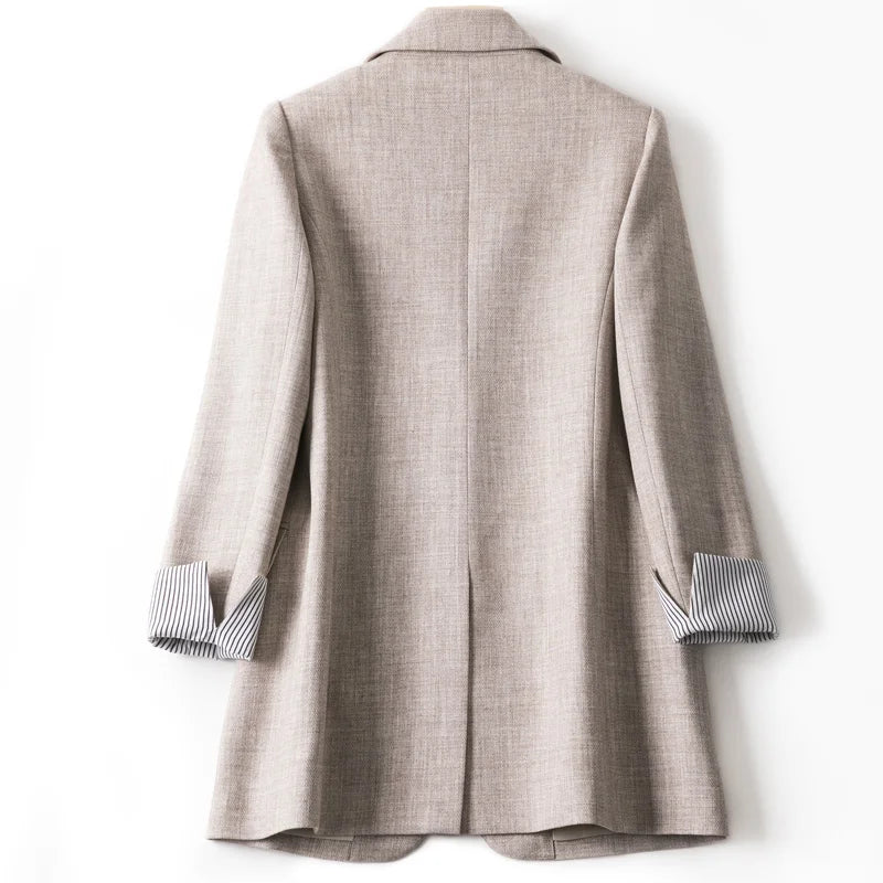 Damen Blazer – Lockerer Schnitt – Atmungsaktives Gewebe – Ein-Knopf Design