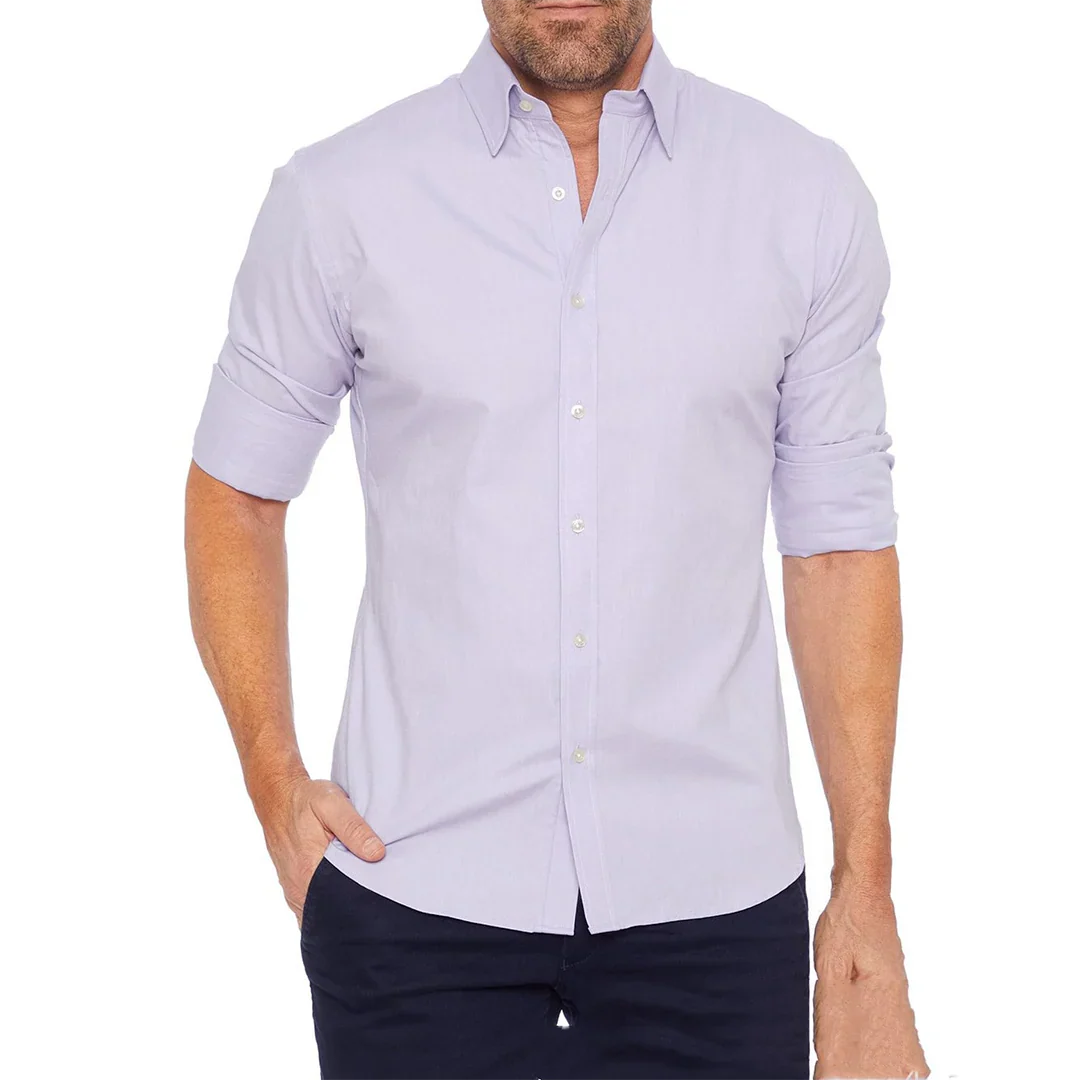 Herren Formalhemd – Slim Fit – Atmungsaktives Gewebe – Button-Down-Kragen – Umschlagärmel