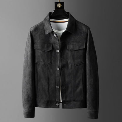 Herren Jacke – Strukturierte Passform – Luxusstoff – Knopfverschluss – Smart Casual