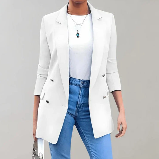 Damen Blazer – Taillierter Schnitt – Doppelreihig – 3/4 Arm – Atmungsaktives Material