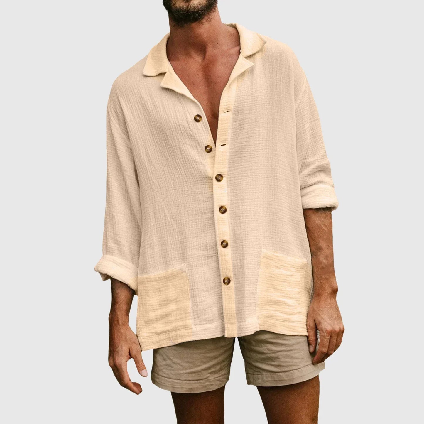 Herren Button-Down-Hemd – Naturfasern – Lockerer Schnitt – Lange Ärmel – Casual Stil