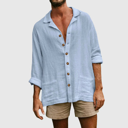 Herren Button-Down-Hemd – Naturfasern – Lockerer Schnitt – Lange Ärmel – Casual Stil