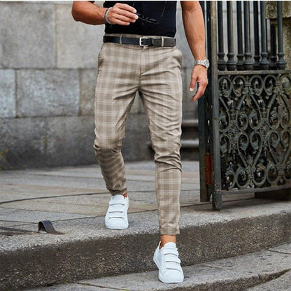 Herren Chinohose – Slim Fit – Tapered Leg – Atmungsaktive Mischung – Karomuster