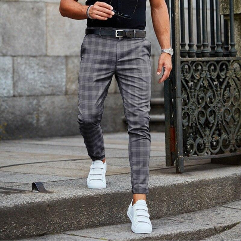 Herren Chinohose – Slim Fit – Tapered Leg – Atmungsaktive Mischung – Karomuster