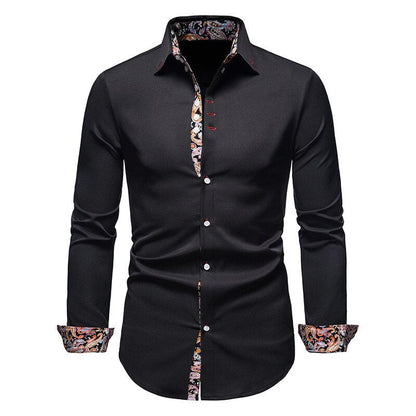 Herrenhemd – Slim Fit – Atmungsaktives Mischgewebe – Paisley-Kragen und Manschetten