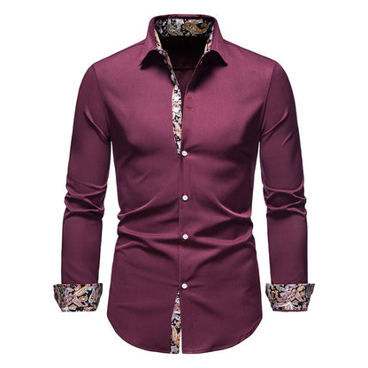Herrenhemd – Slim Fit – Atmungsaktives Mischgewebe – Paisley-Kragen und Manschetten