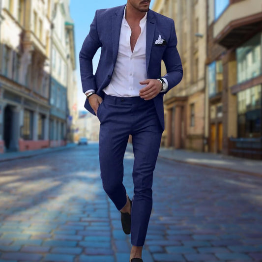 Herren Anzug – Slim Fit – Atmungsaktives Gewebe – Einreiher mit Notch-Revers