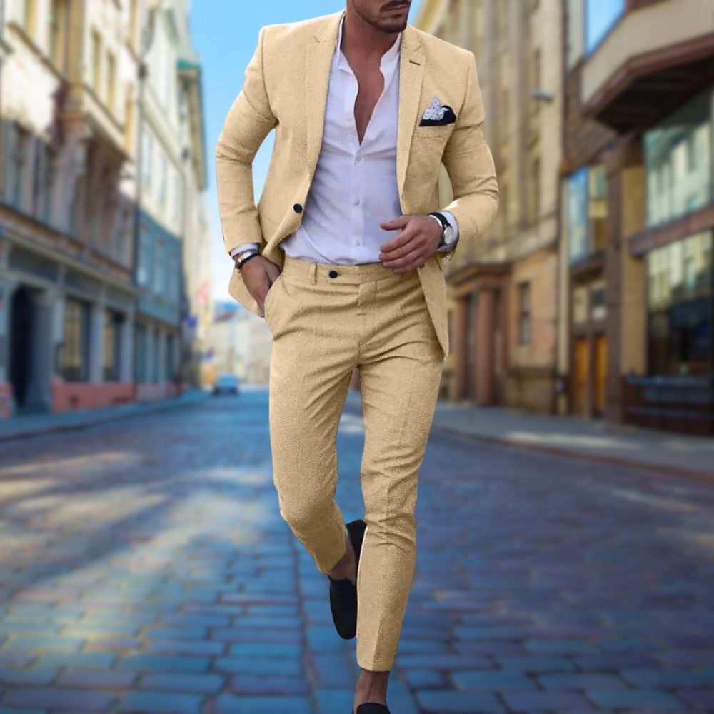 Herren Anzug – Slim Fit – Atmungsaktives Gewebe – Einreiher mit Notch-Revers