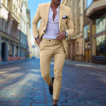 Herren Anzug – Slim Fit – Atmungsaktives Gewebe – Einreiher mit Notch-Revers