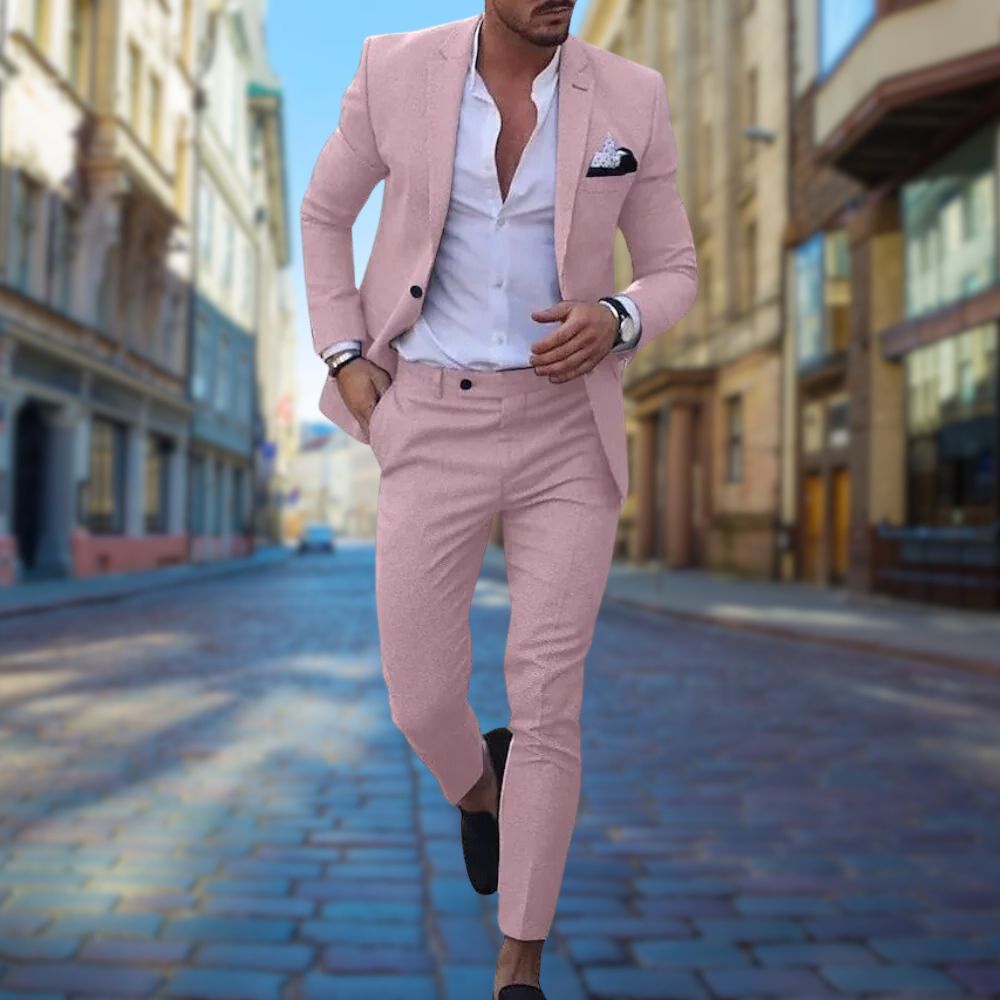 Herren Anzug – Slim Fit – Atmungsaktives Gewebe – Einreiher mit Notch-Revers