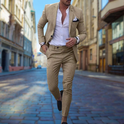 Herren Anzug – Slim Fit – Atmungsaktives Gewebe – Einreiher mit Notch-Revers