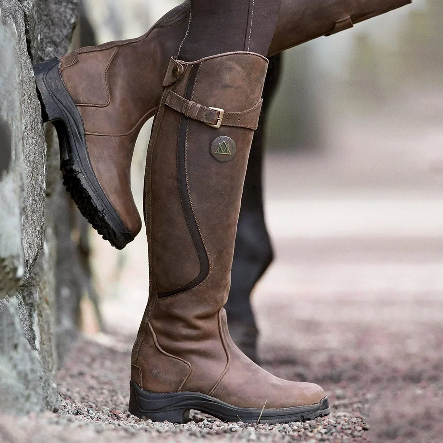Damen Lederstiefel – Kniehoch – Schlanke Passform – Schnalle – Rutschfeste Sohle