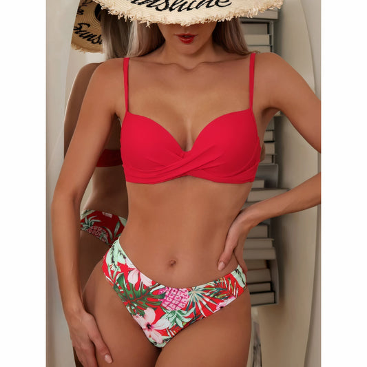 Damen Bikini Set – Crossover Top – High Waist – Atmungsaktives Stretchmaterial