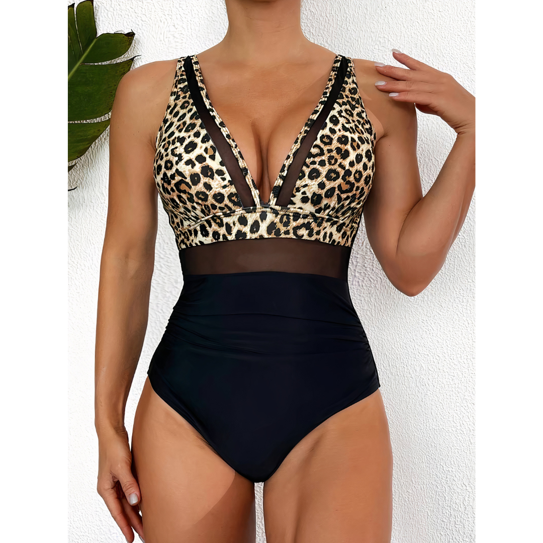 Damen Badeanzug – Figurbetont – Atmungsaktives Material – Mesh – Hoher Beinausschnitt