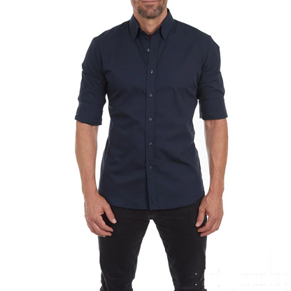 Herren Formalhemd – Slim Fit – Atmungsaktives Gewebe – Button-Down-Kragen – Umschlagärmel