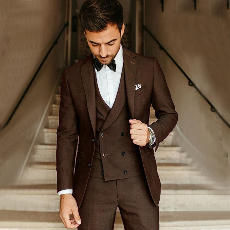 Herren Anzug 3-teilig – Slim Fit – Luxusstoff – Weste Doppelreiher – Formal Look