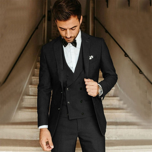 Herren Anzug 3-teilig – Slim Fit – Luxusstoff – Weste Doppelreiher – Formal Look