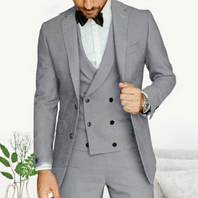 Herren Anzug 3-teilig – Slim Fit – Luxusstoff – Weste Doppelreiher – Formal Look