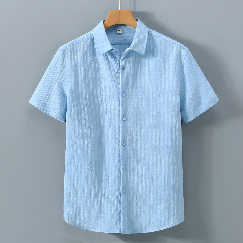 Herren Freizeithemd – Relaxed Fit – Atmungsaktive Mischung – Kurzarm – Strukturstoff