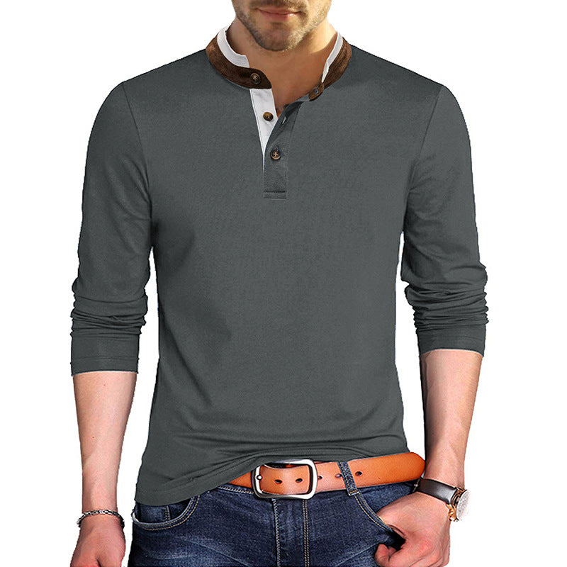 Herren Langarmhemd – Slim Fit – Baumwolle – Moderner Kragen – Knopfleiste