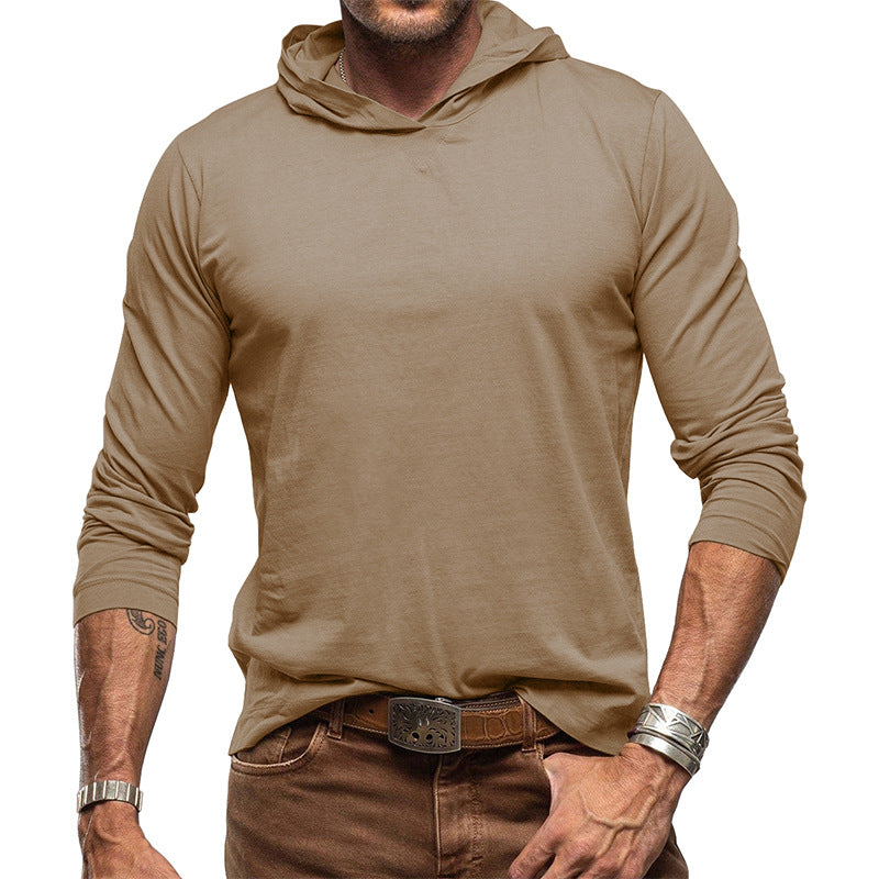 Herren Hoodie-T-Shirt – Baumwollmix – Relaxed Fit – Langarm Freizeitoberteil