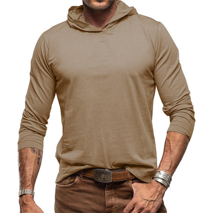 Herren Hoodie-T-Shirt – Baumwollmix – Relaxed Fit – Langarm Freizeitoberteil