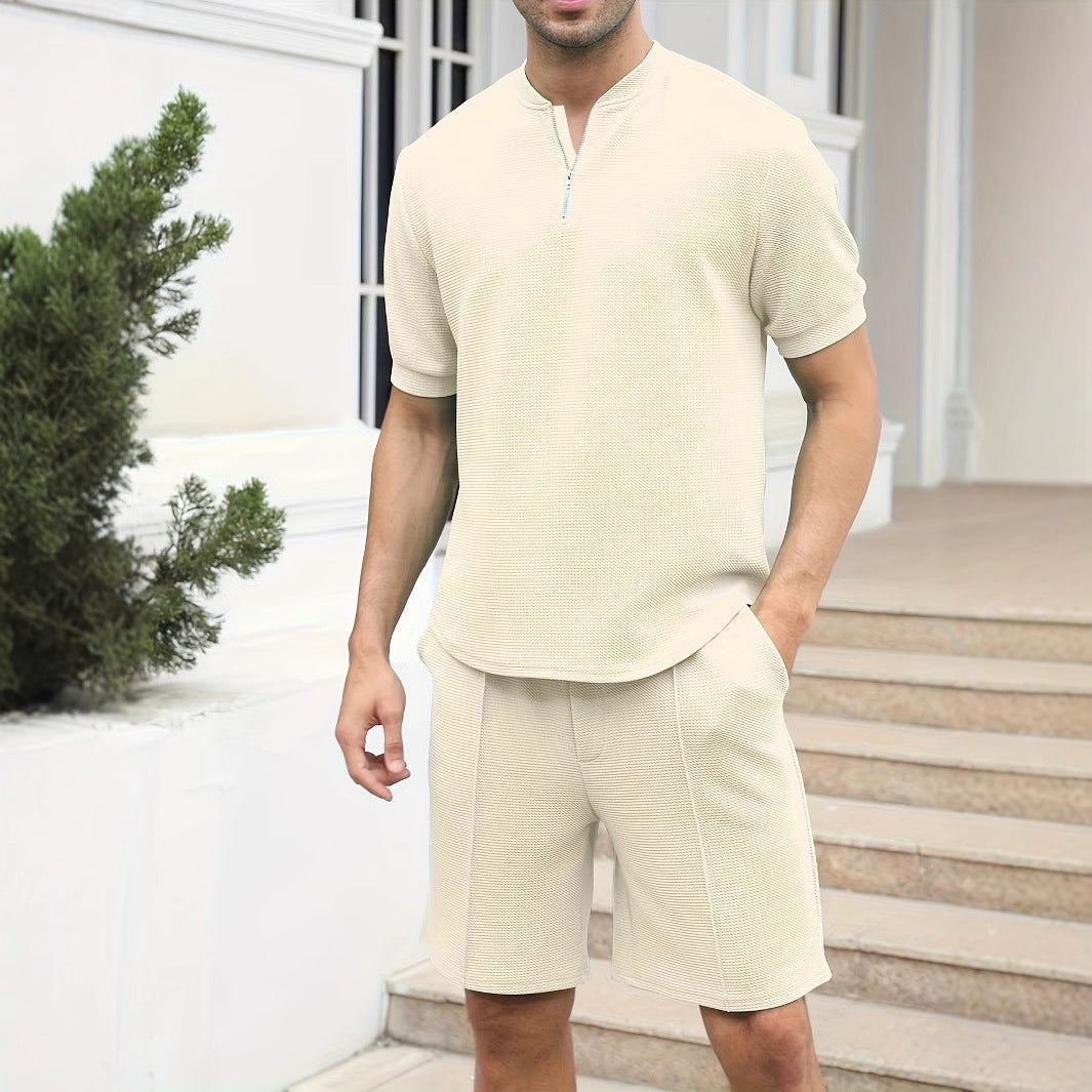 Herren Zweiteiler mit Zipper – Relaxed Fit – Strukturierter Soft Knit – Atmungsaktiv