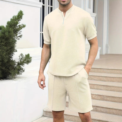 Herren Zweiteiler mit Zipper – Relaxed Fit – Strukturierter Soft Knit – Atmungsaktiv