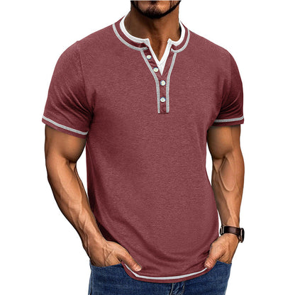 Herren Henley Shirt – Bequeme Passform – Atmungsaktive Baumwolle – Kurzarm – Knopfleiste
