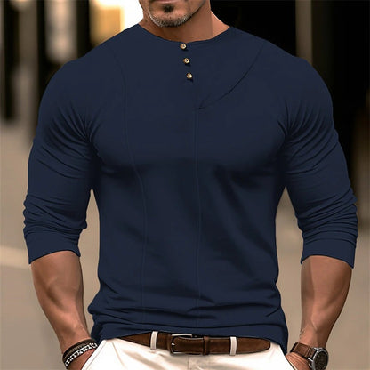 Herren Langarmhemd – Slim Fit – Ergonomischer Schnitt – Asymmetrische Knopfleiste